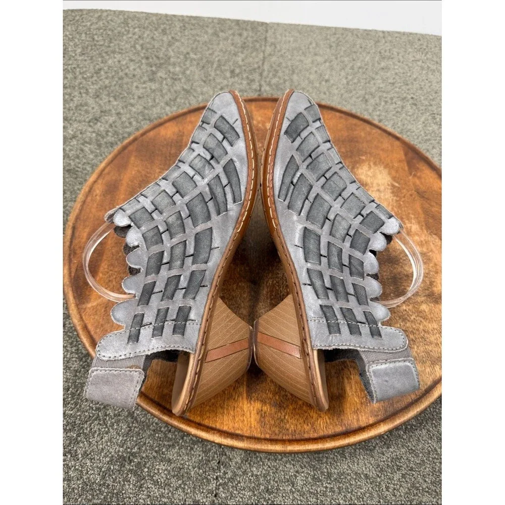 Rieker Shoes Wm 41 US 10 Sina 78 Woven Gray Leather Slingback Pumps Heels Bootie